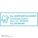 Sello dentista 70x25 mm con logo y datos