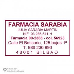 Sello farmacia 6x3 cm con datos fiscales