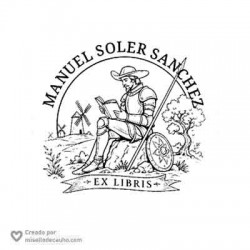 Exlibris Quijote redondo 45mm para libros