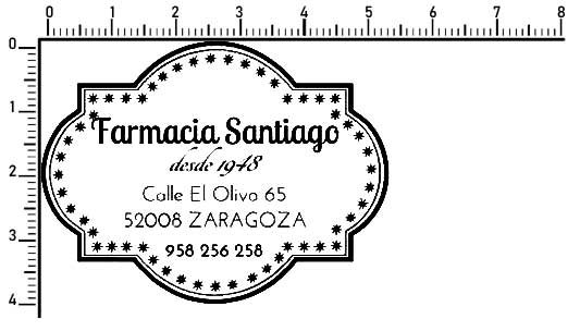 Sello farmacia 60x40 mm con marco vintage