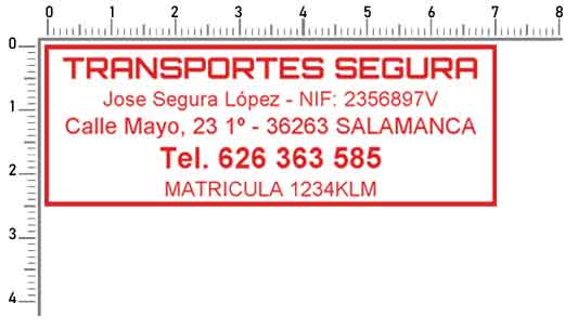 Sello empresa transporte 70x25 mm con datos fiscales