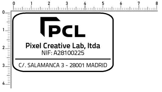 Sello de empresa 56x33mm con logo y datos fiscales