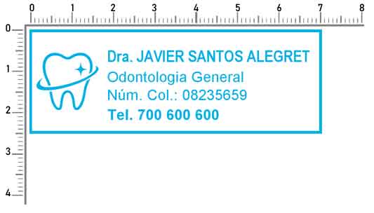 Sello dentista 70x25 mm con logo y datos