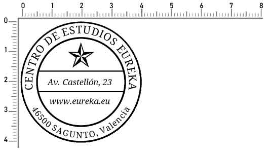 Sello redondo 40 mm con monograma y dirección
