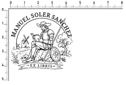 Ex libris Quijote redondo 45mm para libros