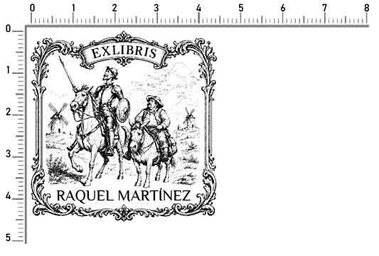 Exlibris Quijote y Sancho 45x45mm para libros