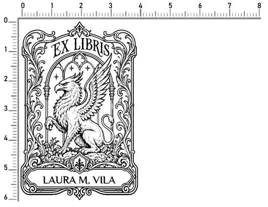 Ex Libris grifo mitológico 40x60 vertical personalizado