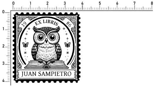 Ex Libris con búho 40x40 mm para biblioteca